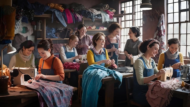 Rzemieślnicy przy stole roboczym